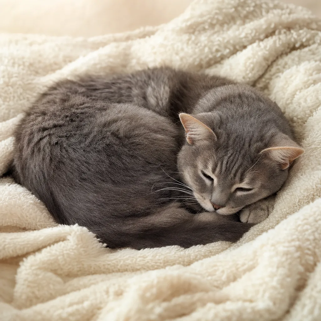 A relaxed cat at home